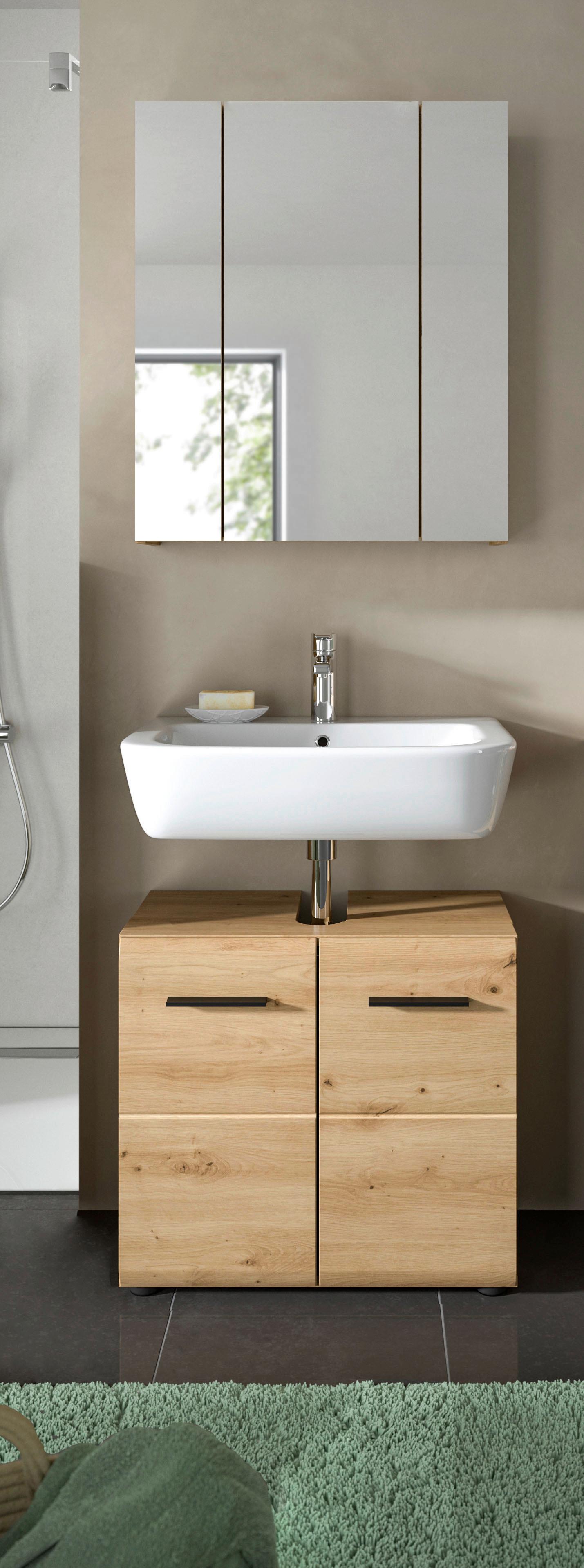 Badezimmer Ice Eiche Artisan Dekor B: 60cm - Schwarz/Eiche Artisan, Basics, Holzwerkstoff (60cm) - MID.YOU