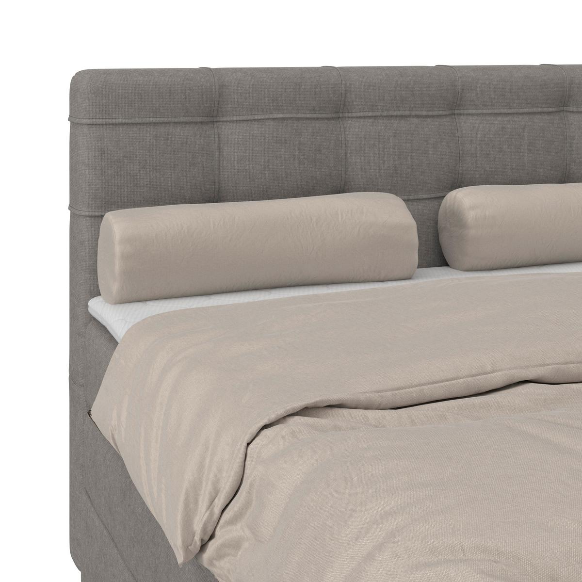 Boxspringbett MITTO Taupe 140x200 cm - Taupe/Schwarz, KONVENTIONELL, Textil/Metall (140/200cm)