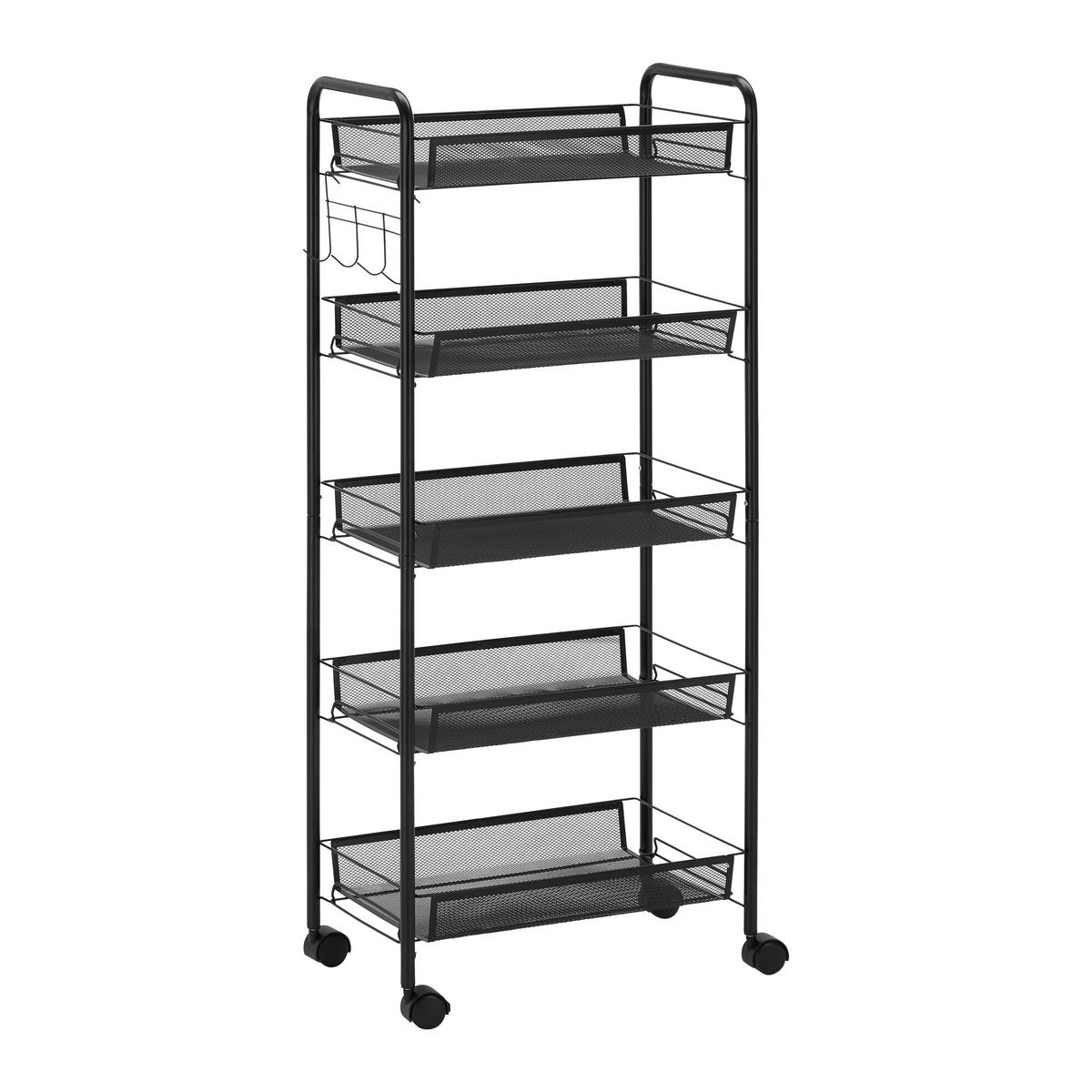 Regál na kolieskach SANDRO čierny - čierna, Modern, kov/plast (45/105/26cm) - P & B