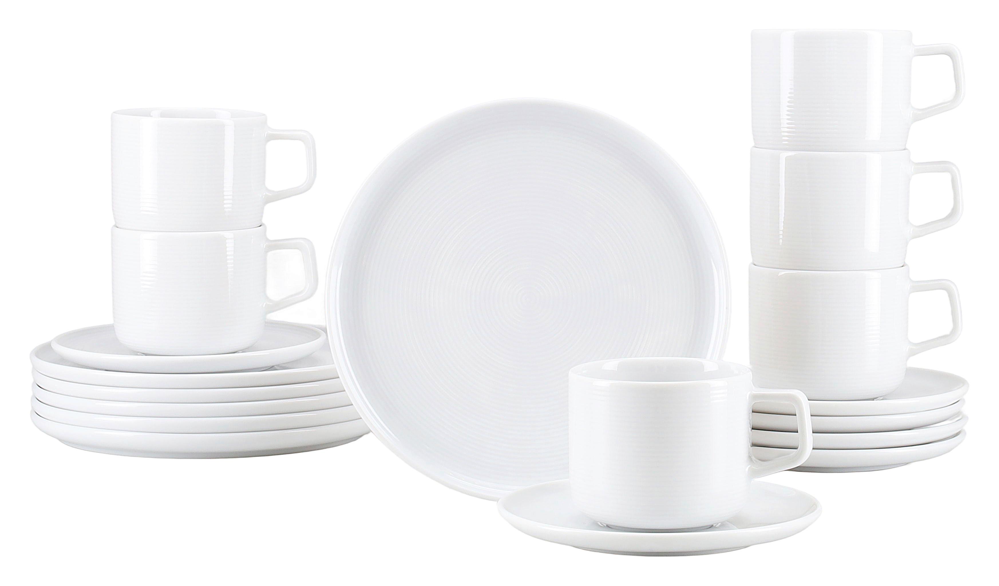 Kaffeeservice 18 -Teilig. Porzellan, weiß - Weiß, Basics, Keramik - Creatable