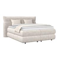 Boxspringbett Carmelo Beige 160x200 cm H3 - Beige/Schwarz, Trend, Textil (160/200cm)