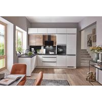 Eckküche Florenz/Singapur - Weiß Hochglanz/Eichefarben, Basics, Holzwerkstoff (187/307cm) - Vertico