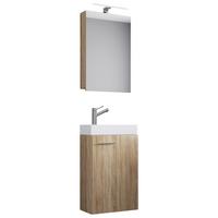 Gästebad 4-tlg. Inkl. Led Slito Hängend Weiß - Weiß/Sonoma Eiche, MODERN, Keramik/Holzwerkstoff (40cm) - MID.YOU