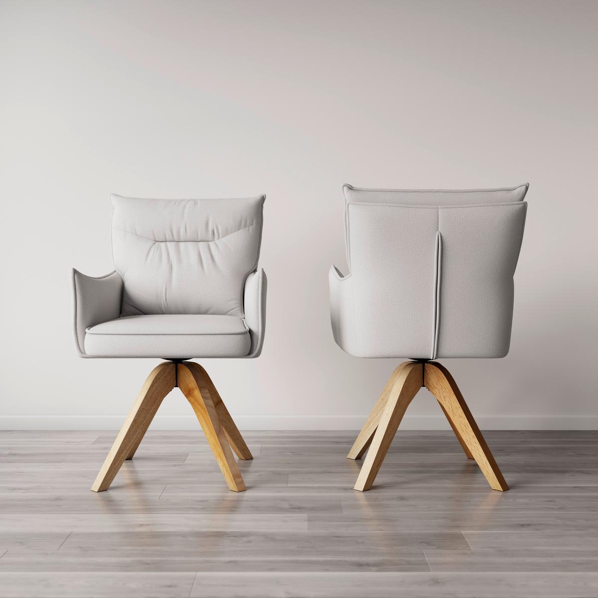 STOLIČKA S PODRÚČKAMI LORELEI - prírodná farba/svetlosivá, Modern, drevo/textil (58/87/63cm) - Bessagi Home