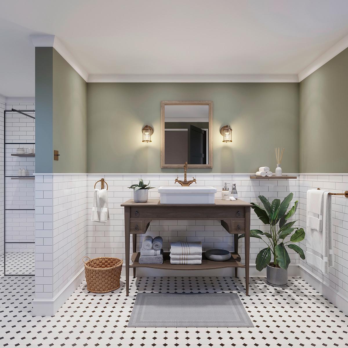 Badezimmer-wandleuchte Qn-Ashlandbay1-Nbr-Bath - Messingfarben, KONVENTIONELL, Glas/Metall (20,6/12,7/16,9cm) - Elstead Lighting