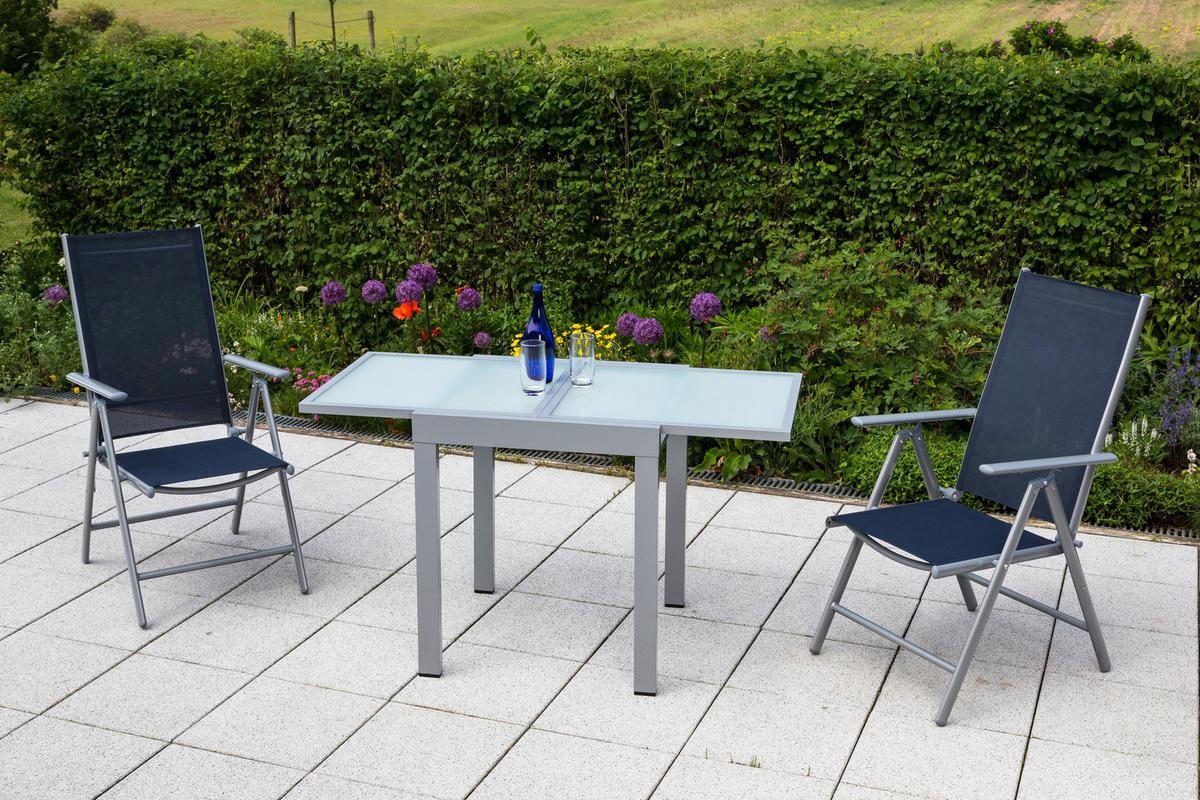 Gartenset Amalfi - Blau/Silberfarben, MODERN, Textil/Metall - Gardenson