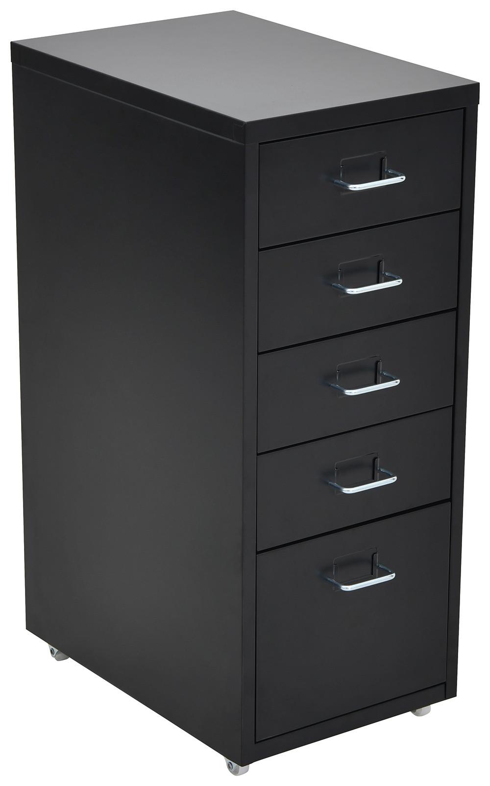Pojízdní kontejner černý - bílá/černá, Moderní, kov/plast (28/69/41cm) - Mömax