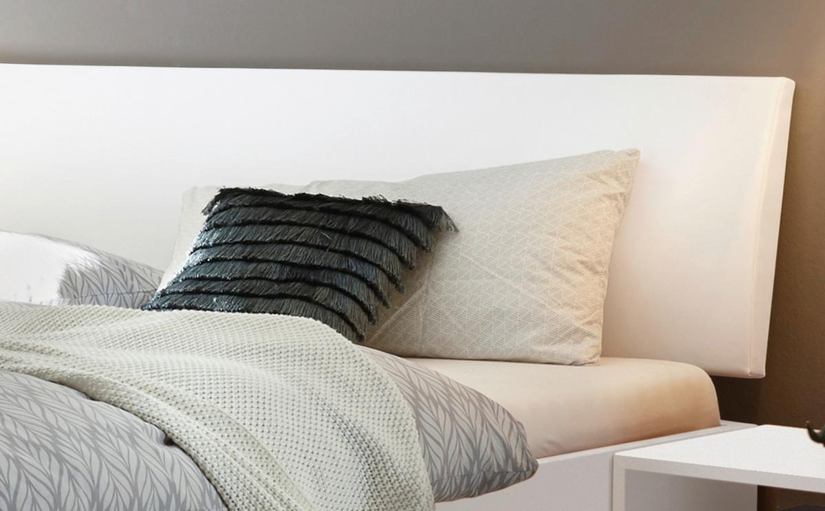 Bett Pesaro Mit Gepolstertem Kopfteil 160x200 - Weiß, Design, Holzwerkstoff/Textil (160/200cm) - Hasena