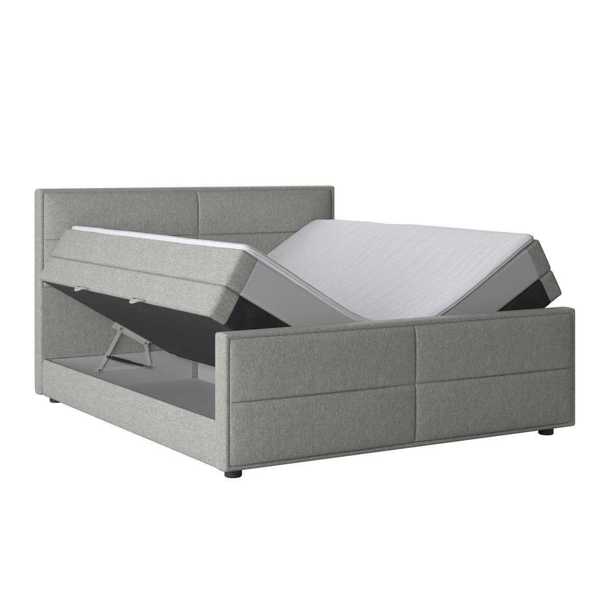 Boxspringbett mit Bettkasten Palermo 180x200 Silberfarben - Silberfarben/Schwarz, MODERN, Karton/Holzwerkstoff (180/200cm) - MID.YOU