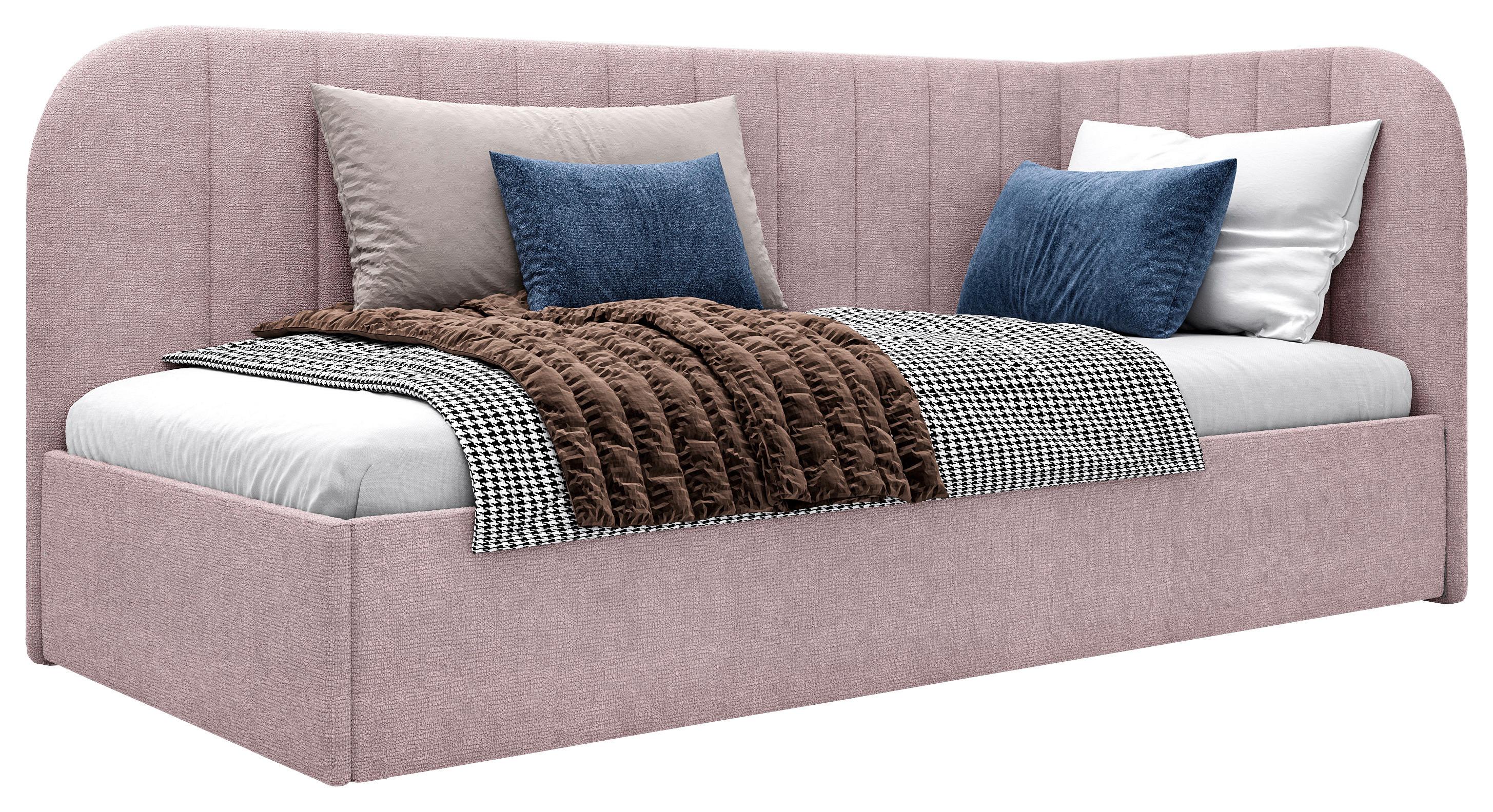 Polsterbett Millow Rechts Rosa Lf: 90x200 Cm - Schwarz/Rosa, MODERN, Holz/Holzwerkstoff (90/200cm) - MID.YOU