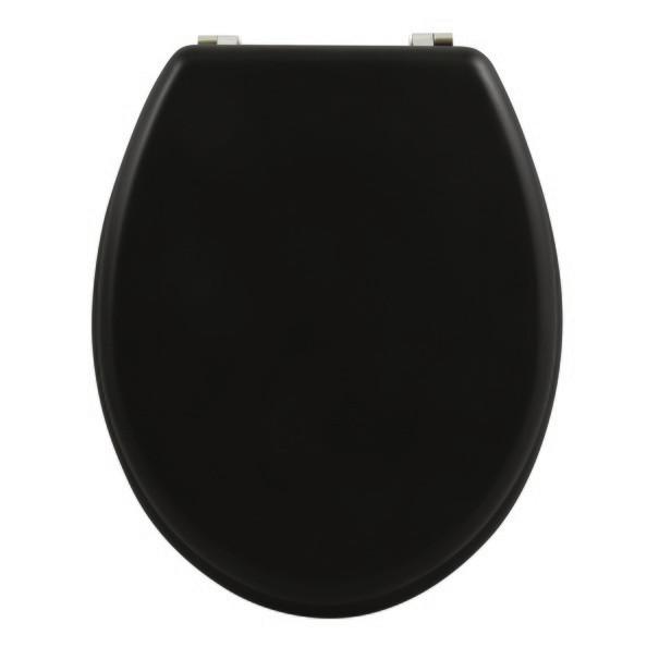 WC-Sitz Schwarz Mit Antirutschsocken B: 37 cm - Schwarz, Basics, Holzwerkstoff (43/37/5,6cm)