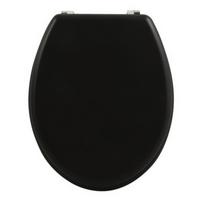 WC-Sitz Schwarz Mit Antirutschsocken B: 37 cm - Schwarz, Basics, Holzwerkstoff (43/37/5,6cm)