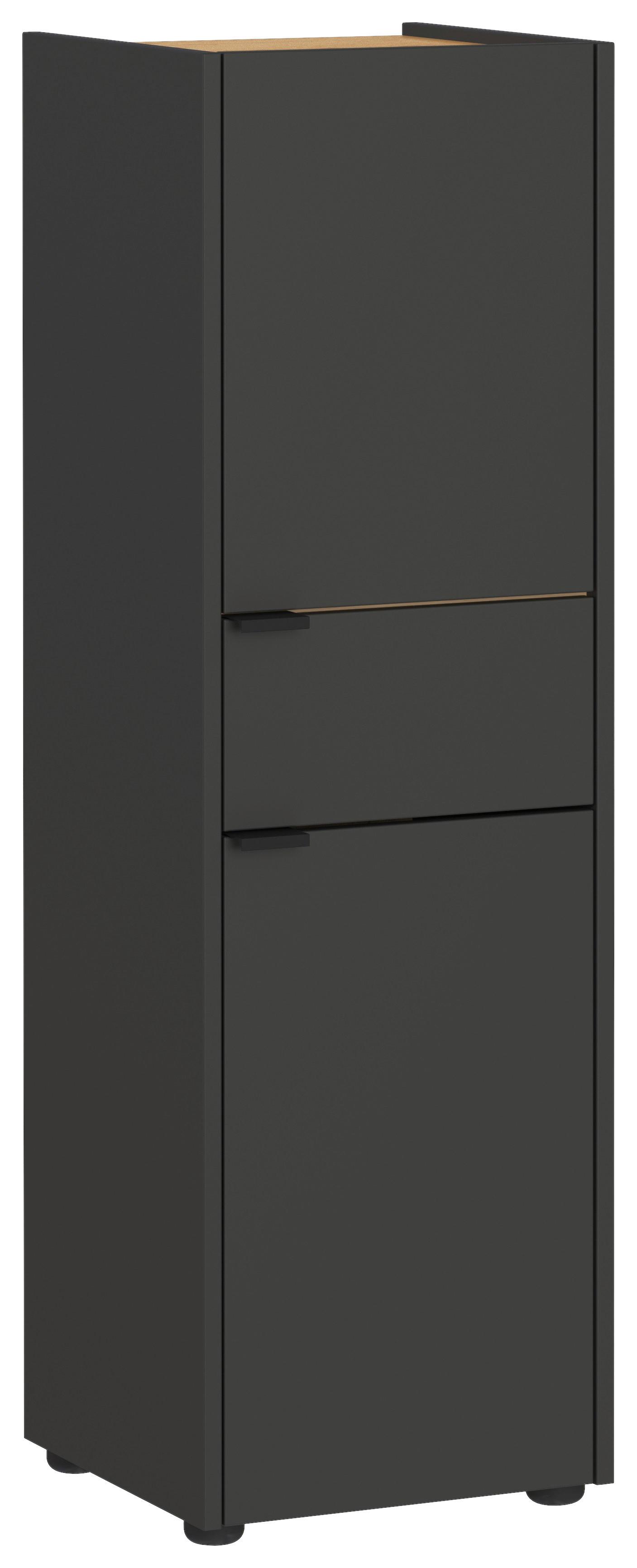 Midischrank Gw-Forano - Eichefarben/Schwarz, MODERN, Holzwerkstoff (34/111/34cm) - Germania