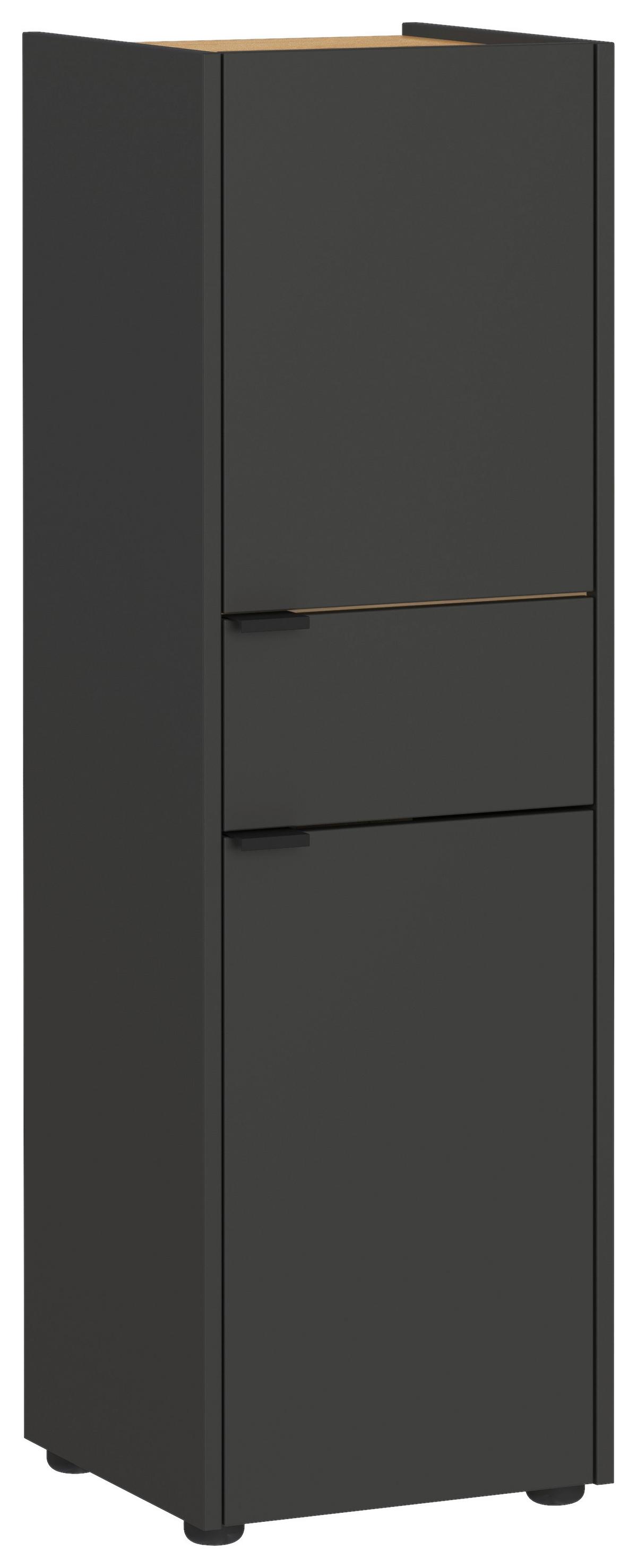 Midischrank Gw-Forano - Eichefarben/Schwarz, MODERN, Holzwerkstoff (34/111/34cm) - Germania