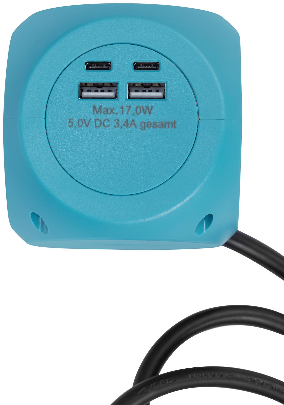 Multistecker Nua - Blau, Basics, Kunststoff/Metall (7,9/7,9/8,3cm) - Ondega