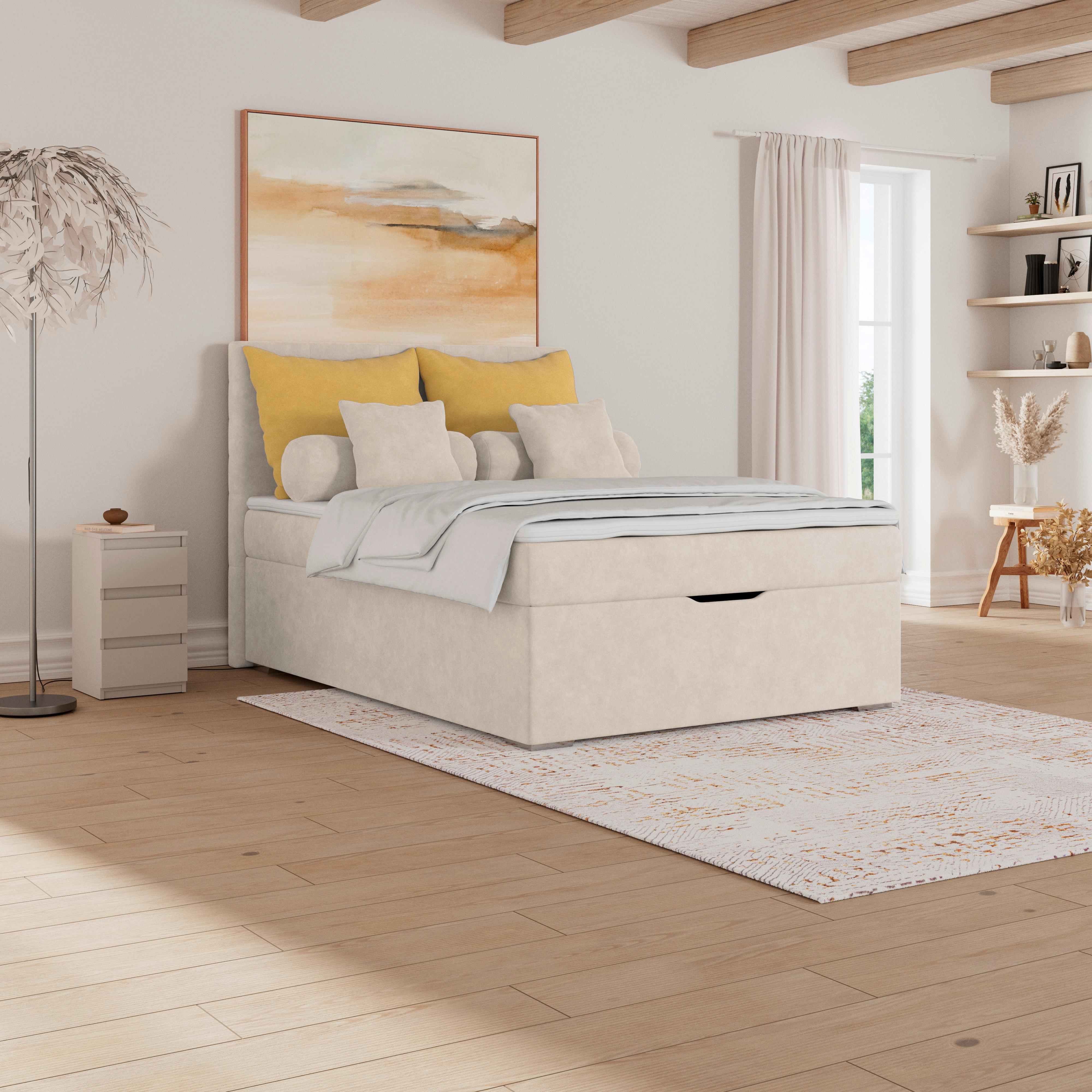 Polsterbett Adria - Chromfarben/Beige, KONVENTIONELL, Holz/Textil (120/200cm)