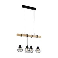 Hängeleuchte Townshend 5 H: 110 cm 5-Flammig, - Schwarz/Braun, Basics, Holz/Metall (70/20/110cm) - Eglo