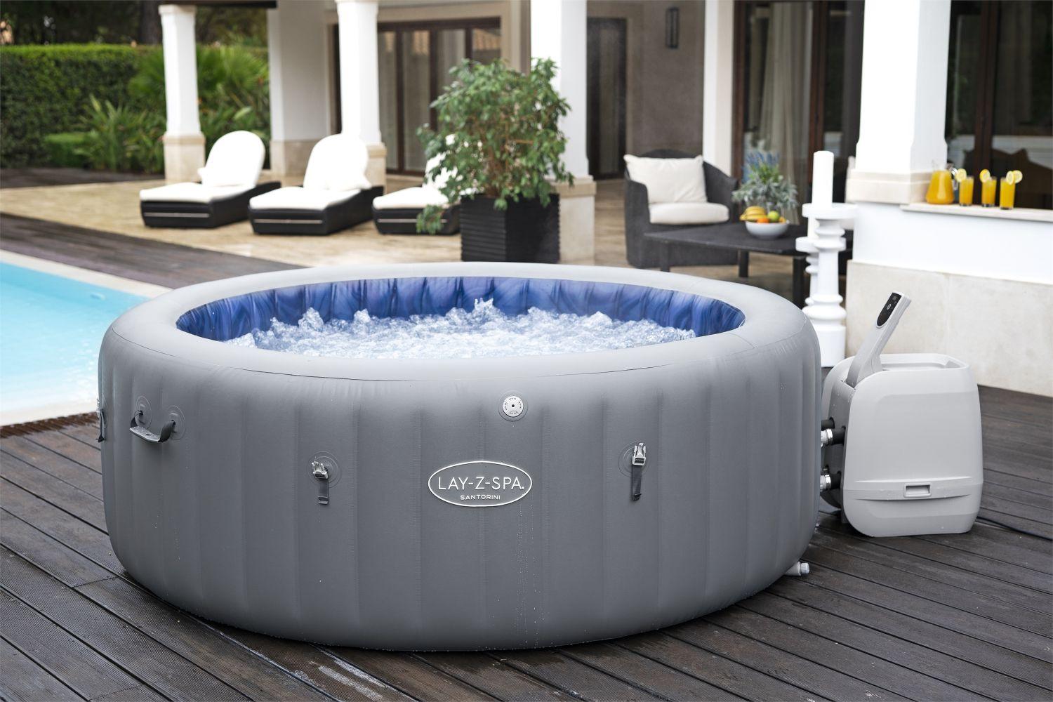 Whirlpool Aufblasbar Santorini Ø 216 X H: 80 cm - Blau/Weiß, KONVENTIONELL, Kunststoff (216/80cm) - Bestway