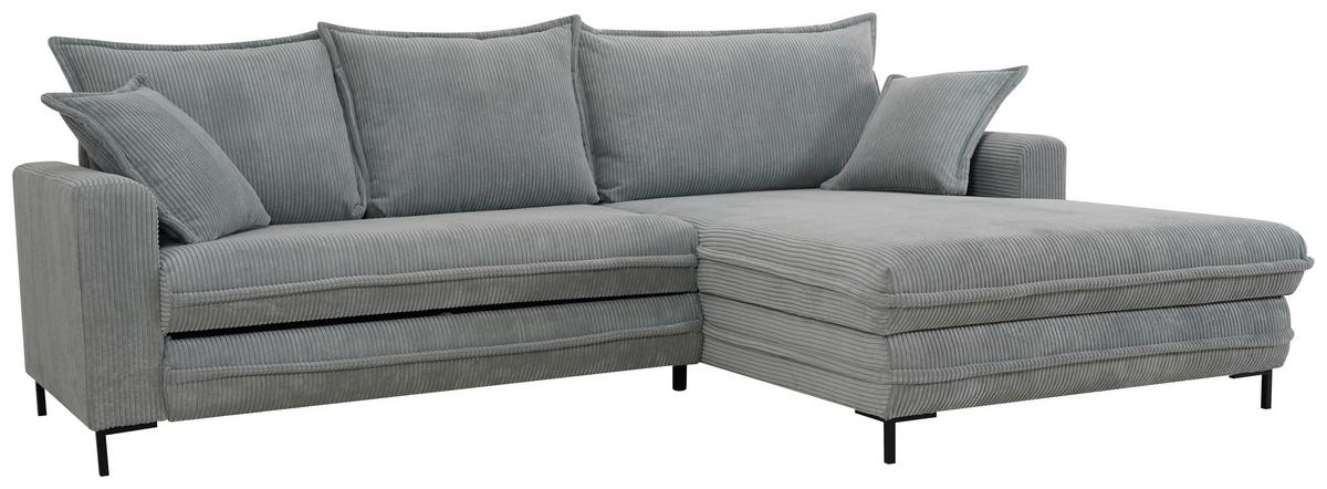 Ecksofa Armilla Hellgrau S: 272x174 cm - Hellgrau/Schwarz, Design, Textil (272/174cm) - MID.YOU