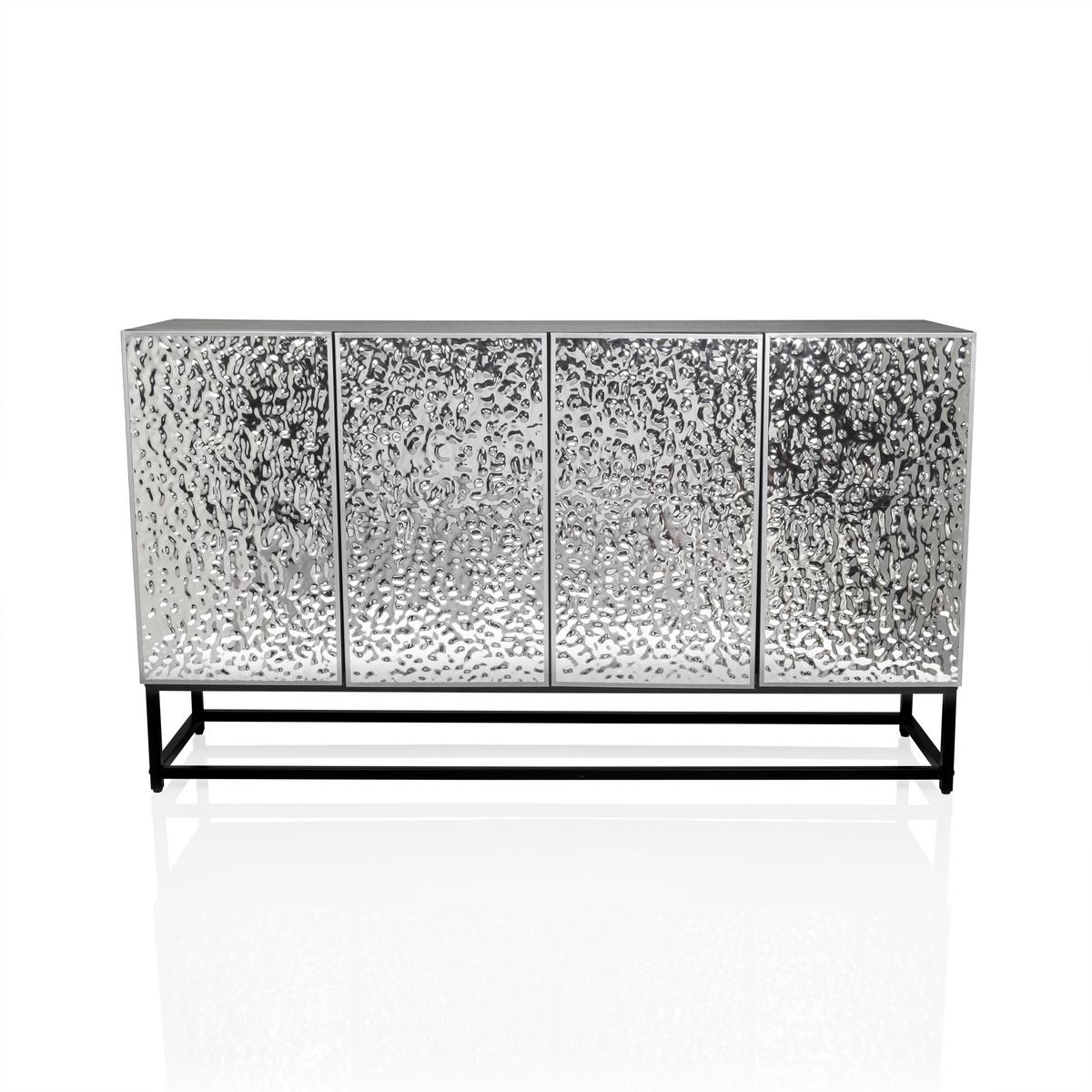 Sideboard Metallio Schwarz/Silberfarben B: 140 cm - Silberfarben/Schwarz, MODERN, Holzwerkstoff (140/80/37cm) - MID.YOU