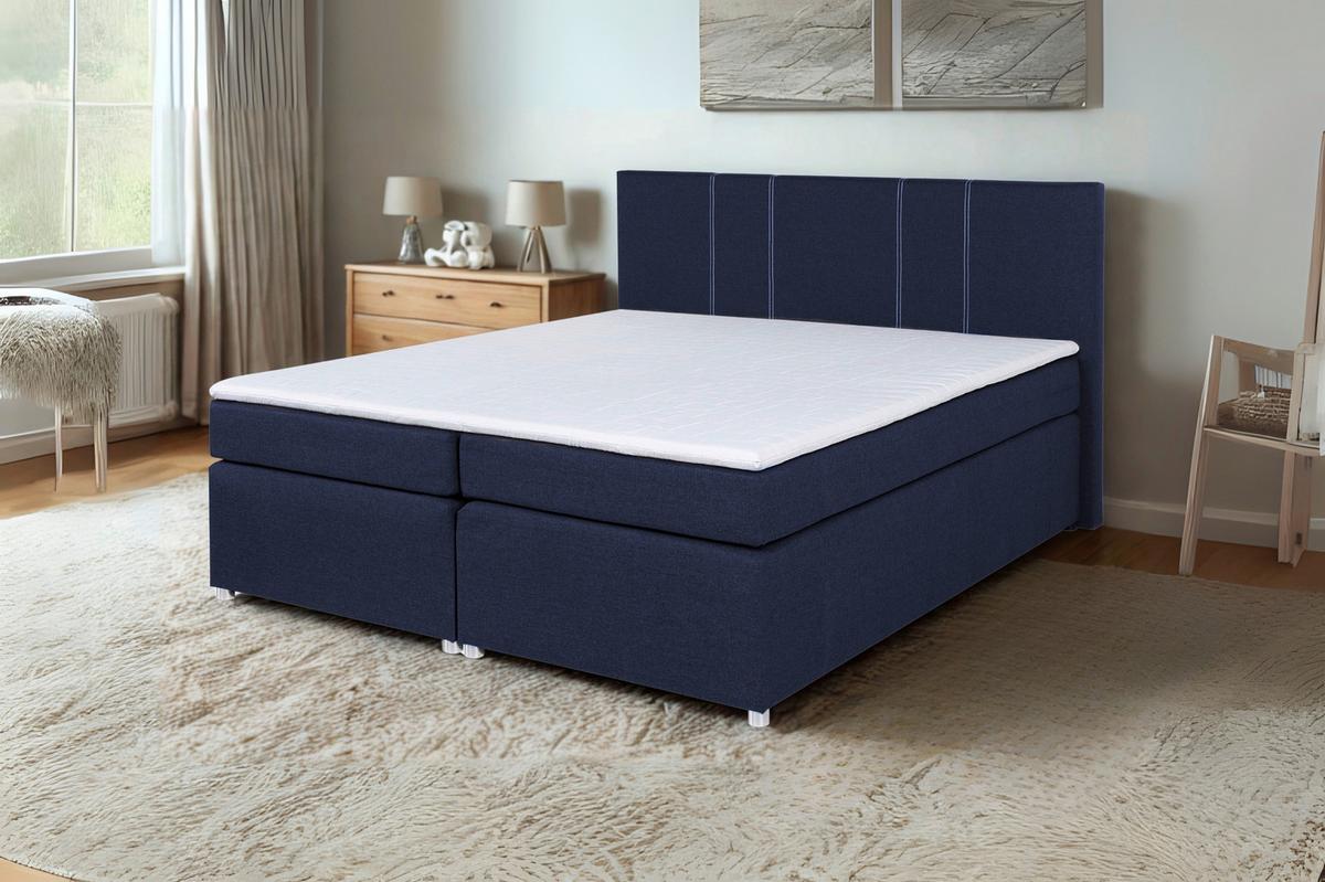 Boxspringbett Malta 200 200x200 Cobalt - Dunkelblau, MODERN, Holzwerkstoff/Textil (200/200cm)