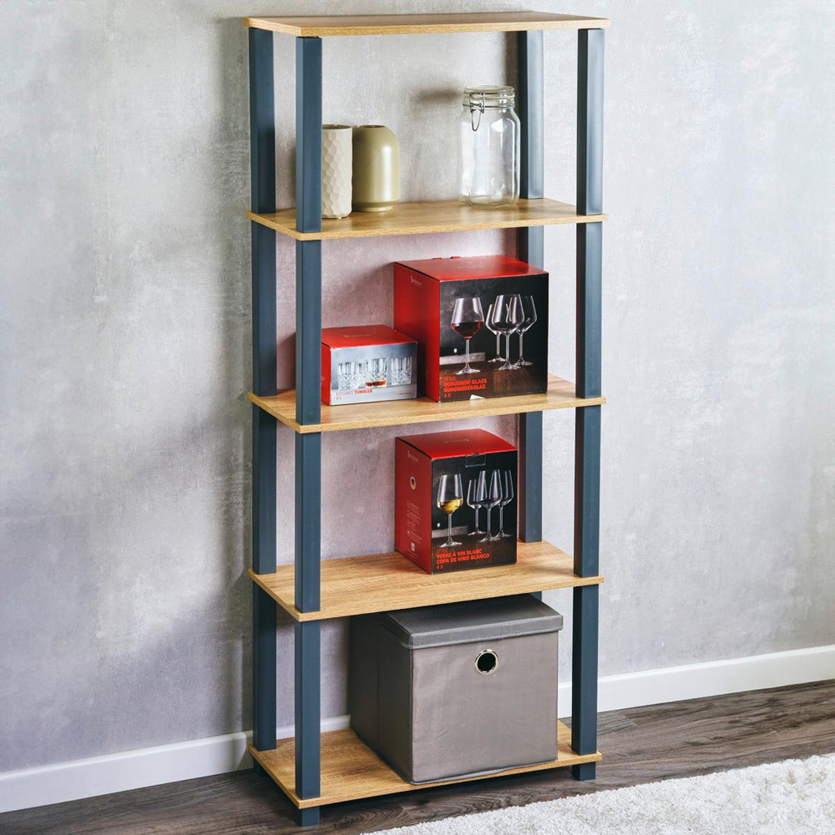 Regal Eiche Dekor, Grau, B: 60 cm - Eichefarben/Grau, Basics, Holzwerkstoff (60/147/29cm) - Kesper
