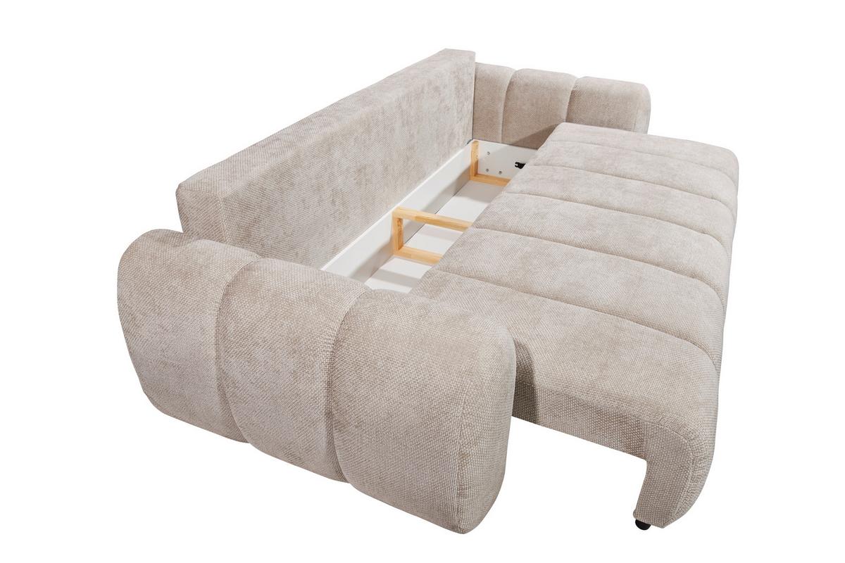 Schlafsofa Bubble Beige, B: 256cm - Beige/Schwarz, Design, Textil (256/76/112cm) - MID.YOU