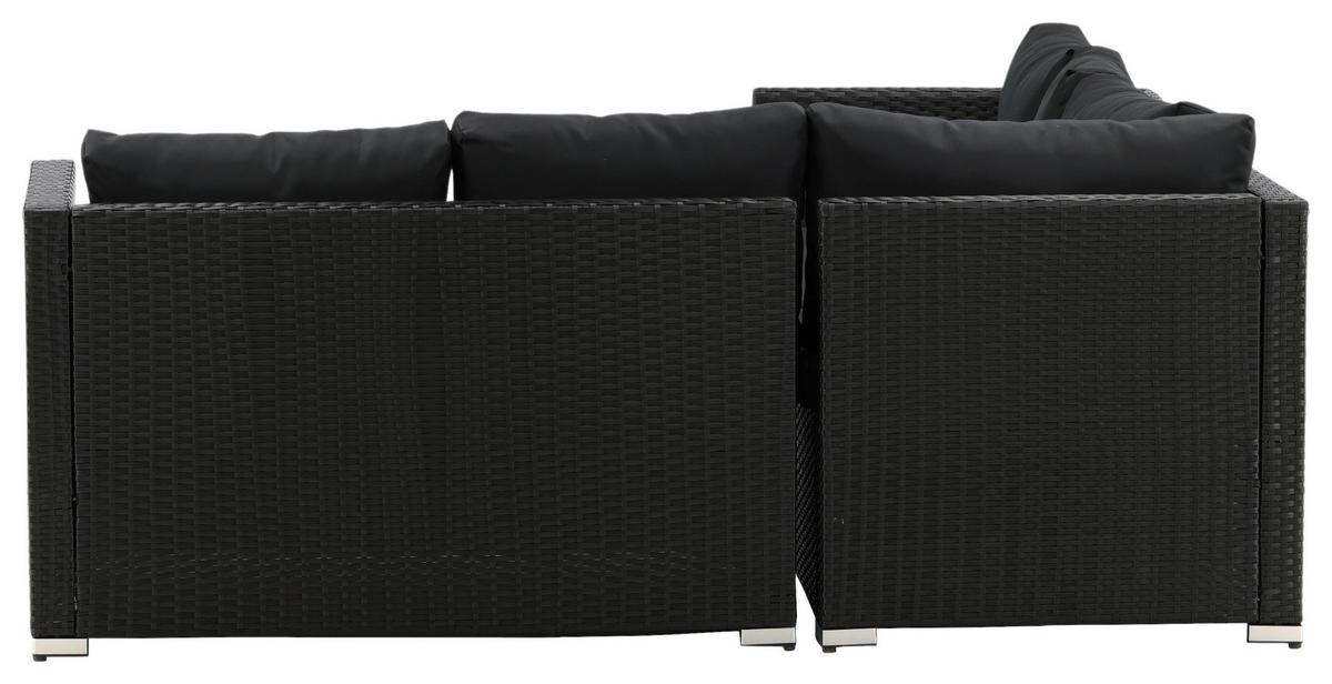 Loungegarnitur Kuba - Schwarz, KONVENTIONELL, Glas/Kunststoff - Gardenson