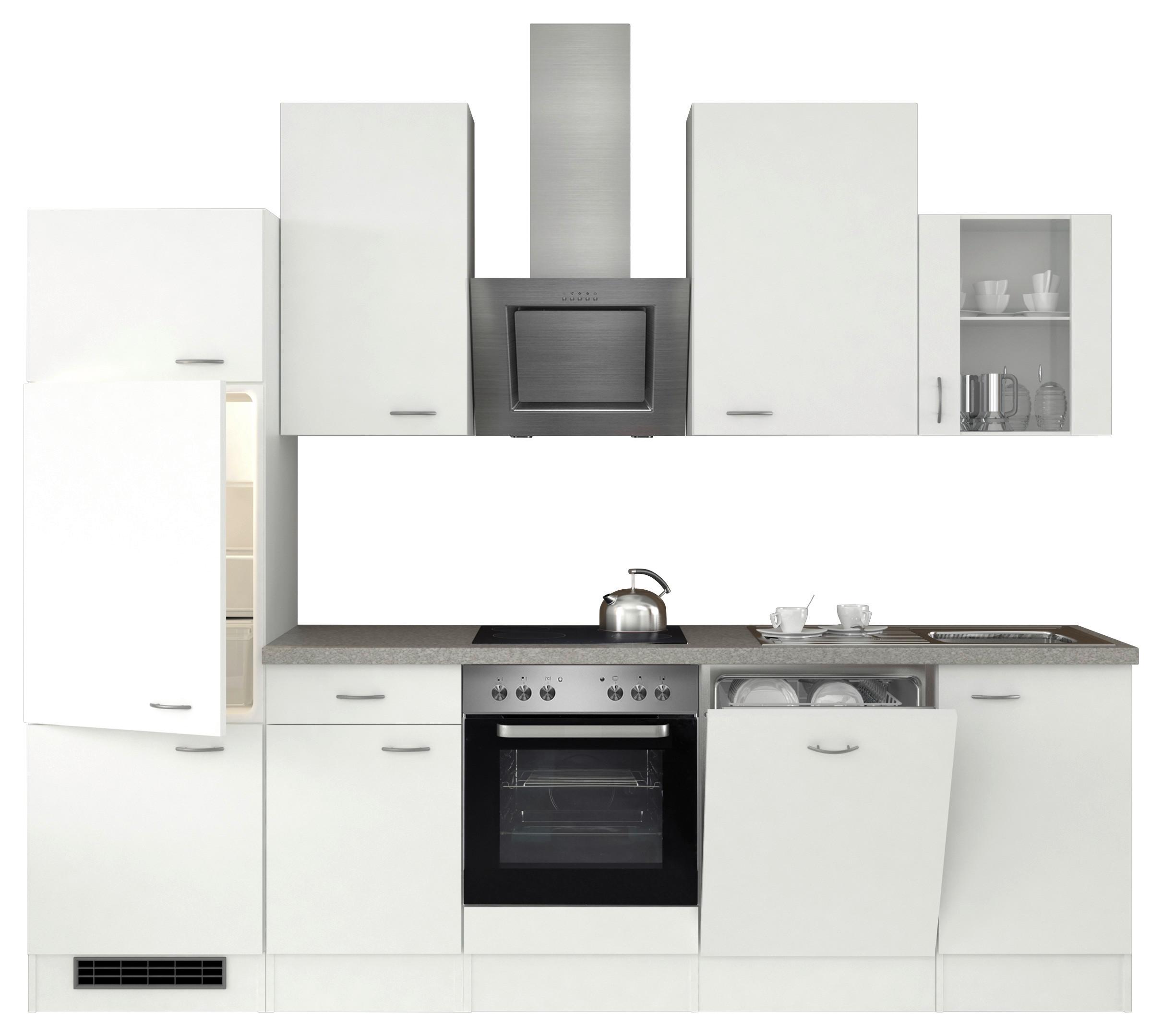 Küchenzeile Wito M. Geräten 280 Cm Weiß/grau Modern - Hellgrau/Weiß, MODERN, Glas/Holzwerkstoff (280cm) - FlexWell