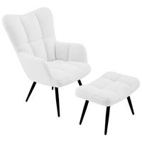 Ohrensessel Hanoi Webstoff Weiß, B: 71 cm - Schwarz/Weiß, MODERN, Textil/Metall (71/98/83cm)