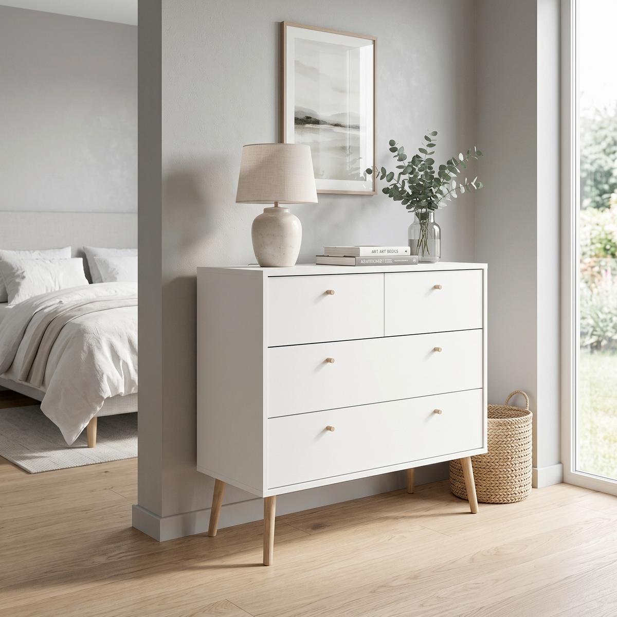 Kommode 98,7cm Bodo Weiß - Eichefarben/Weiß, Design, Holzwerkstoff (98,7/81,7/39,1cm) - Livetastic