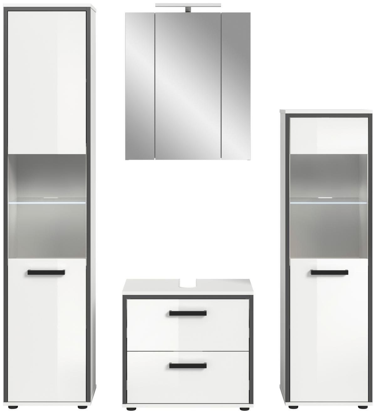 Badezimmer Kojak Schwarz/weiß K: 140 Cm - Weiß Hochglanz/Schwarz, MODERN, Holzwerkstoff (140cm) - MID.YOU