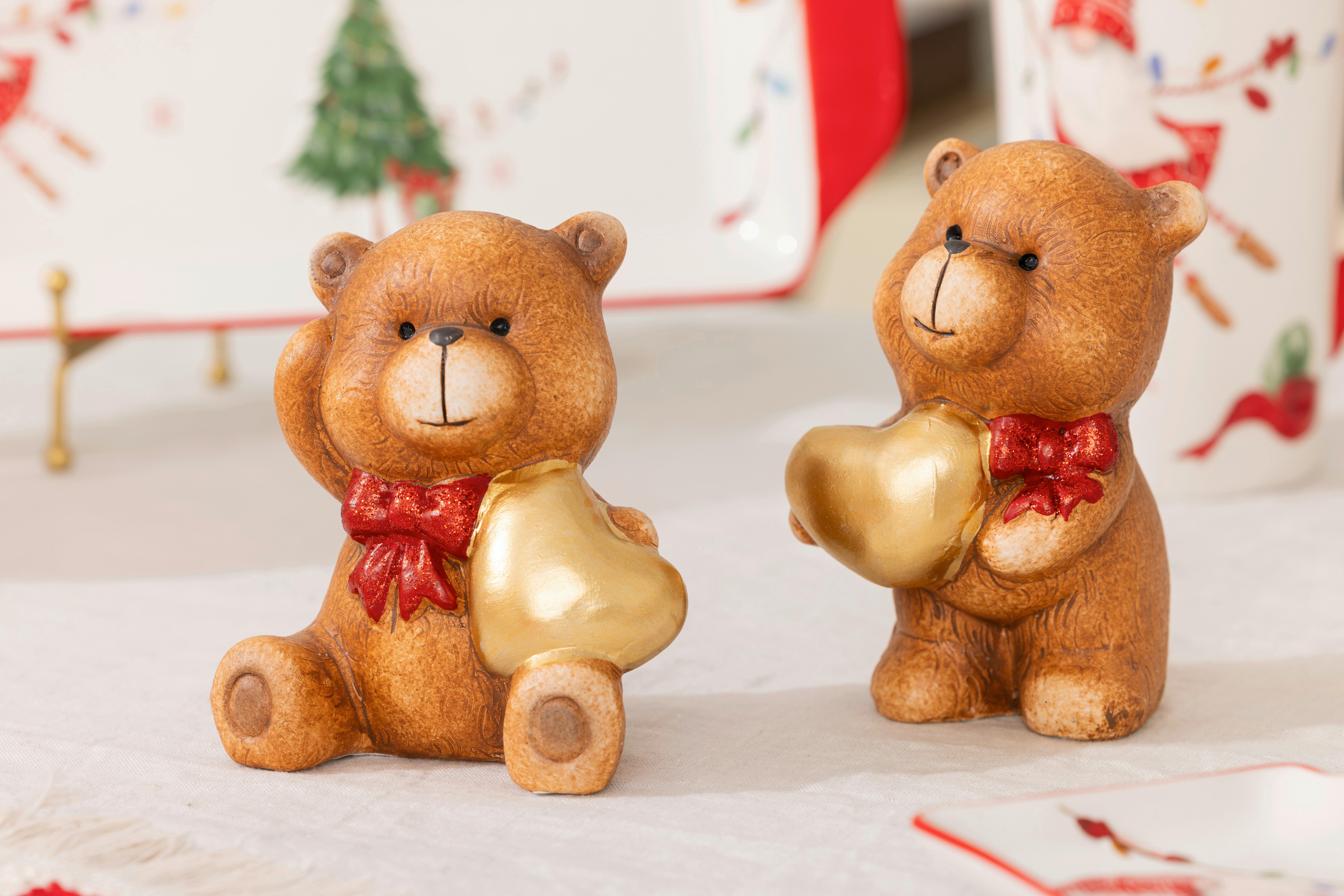 Dekobär Sunni - Rot/Goldfarben, KONVENTIONELL, Keramik (7/7,5/12cm) - Luca Bessoni