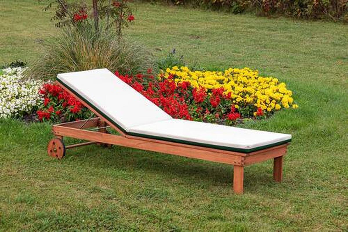 Gartenliege Aktionsliege - Beige/Naturfarben, MODERN, Holz/Textil - Gardenson