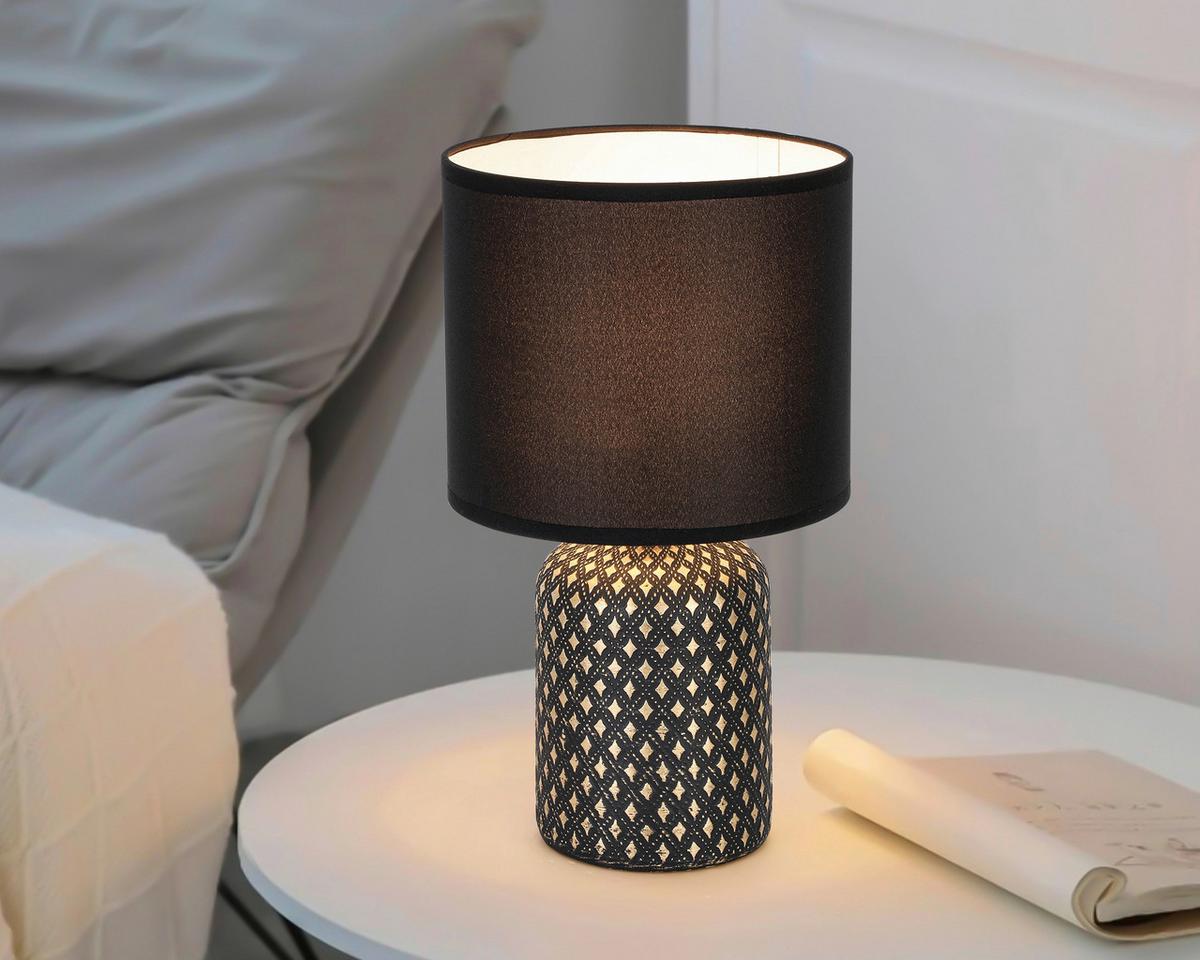 STOLNÍ LAMPA LIPZ - černá/barvy zlata, Konvenční, kov/textil (18/31cm) - Based