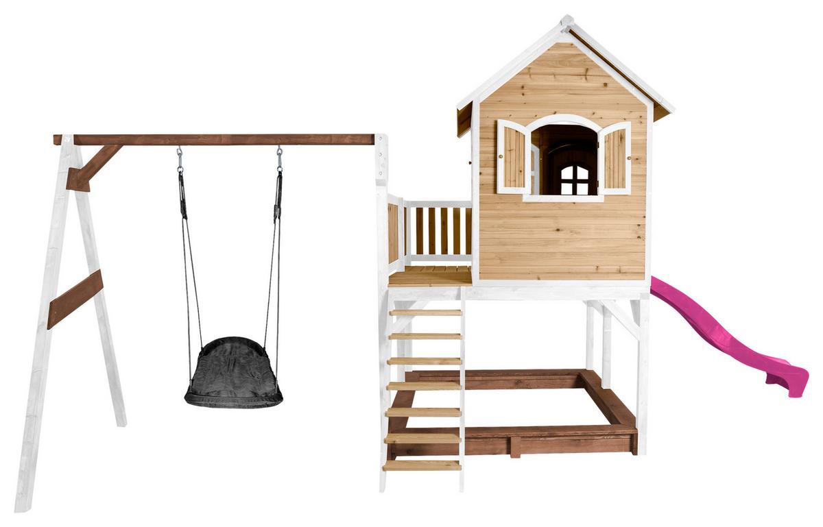 Spielturm A030.158.41 - Lila/Braun, KONVENTIONELL, Holz (613/291/277cm) - Ambia Garden