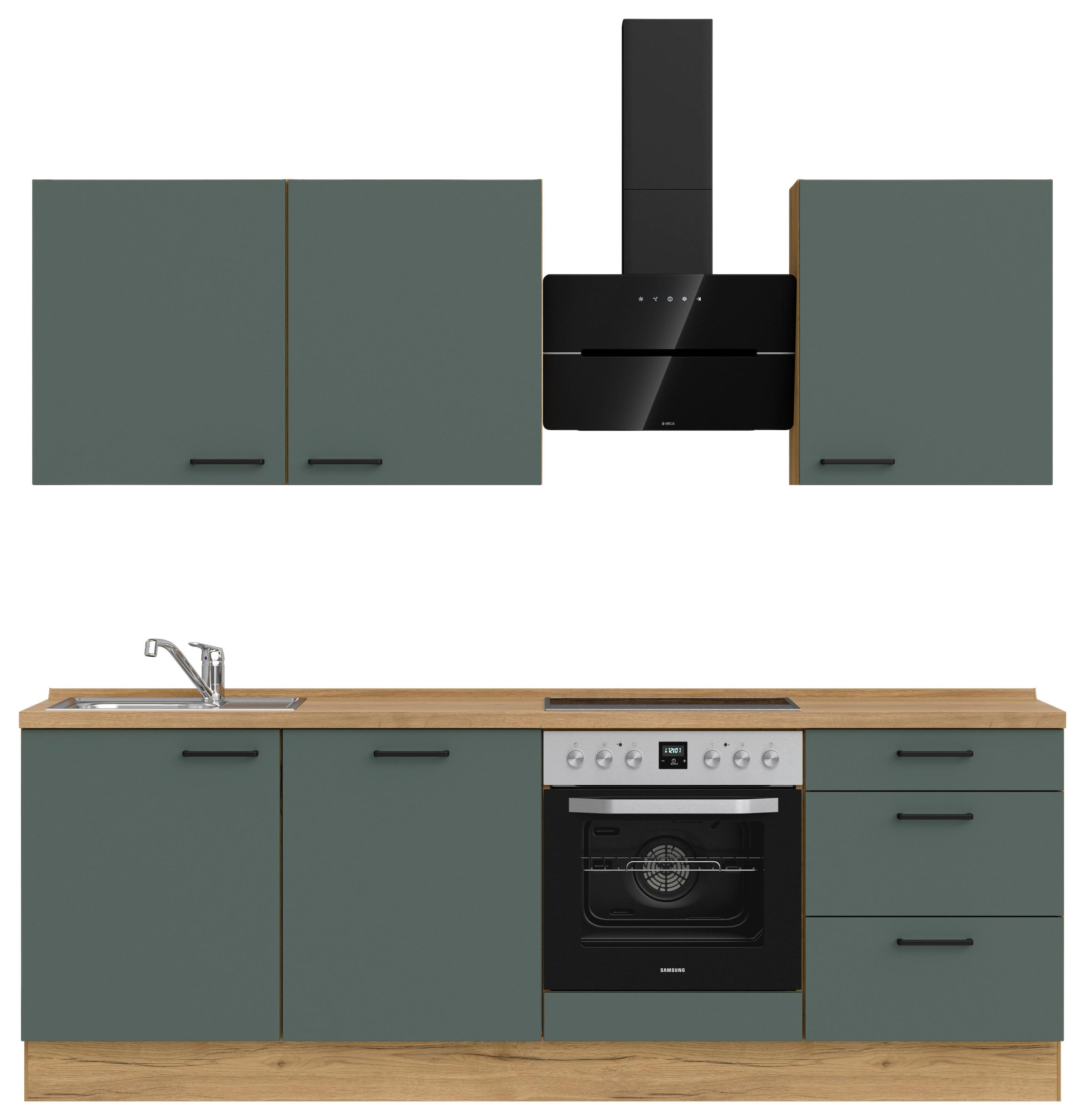 Küchenleerblock Easytouch High-Line, H9 Rechts - Dunkelgrün/Eichefarben, MODERN, Holzwerkstoff (240cm) - Nobilia