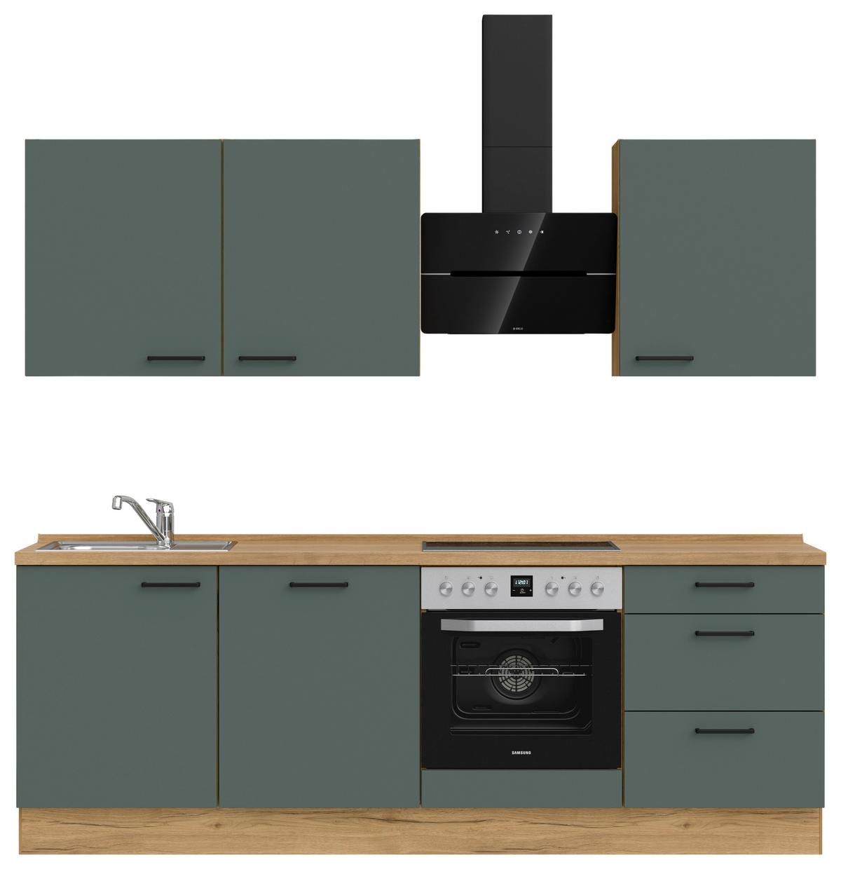 Küchenleerblock Easytouch High-Line, H9 Rechts - Dunkelgrün/Eichefarben, MODERN, Holzwerkstoff (240cm) - Nobilia