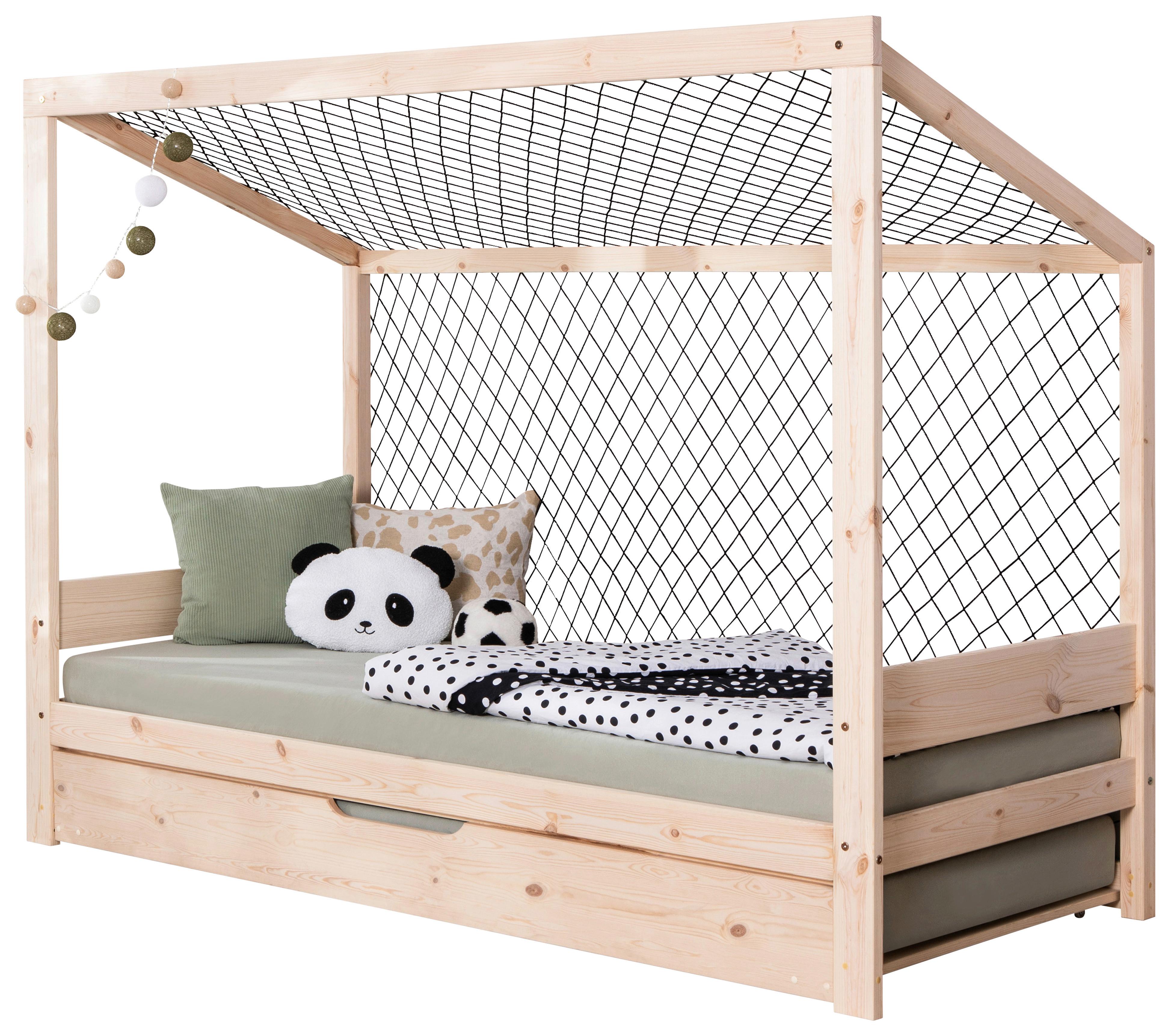 Bodenbett mit Bettkasten 90x200 cm Naturfarben - Naturfarben, MODERN, Holz (90/200cm) - Livetastic