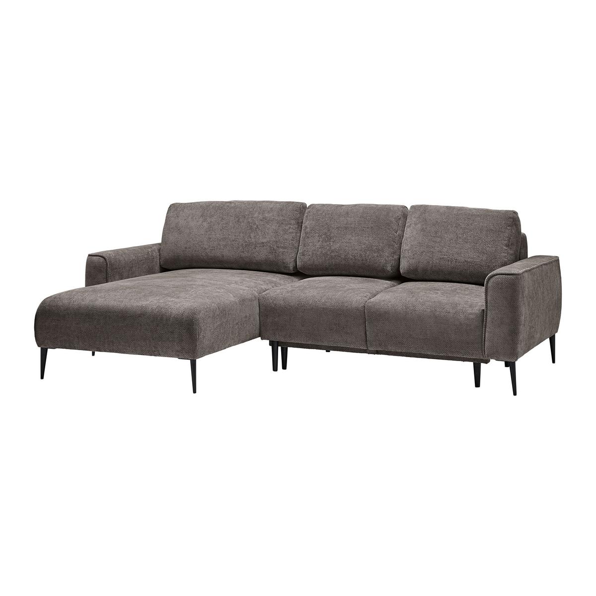 Rohová sedačka CUSTOM, ľavá, tmavosivá ženilka - čierna/tmavosivá, Modern, kov/textil (164/255cm) - Mömax