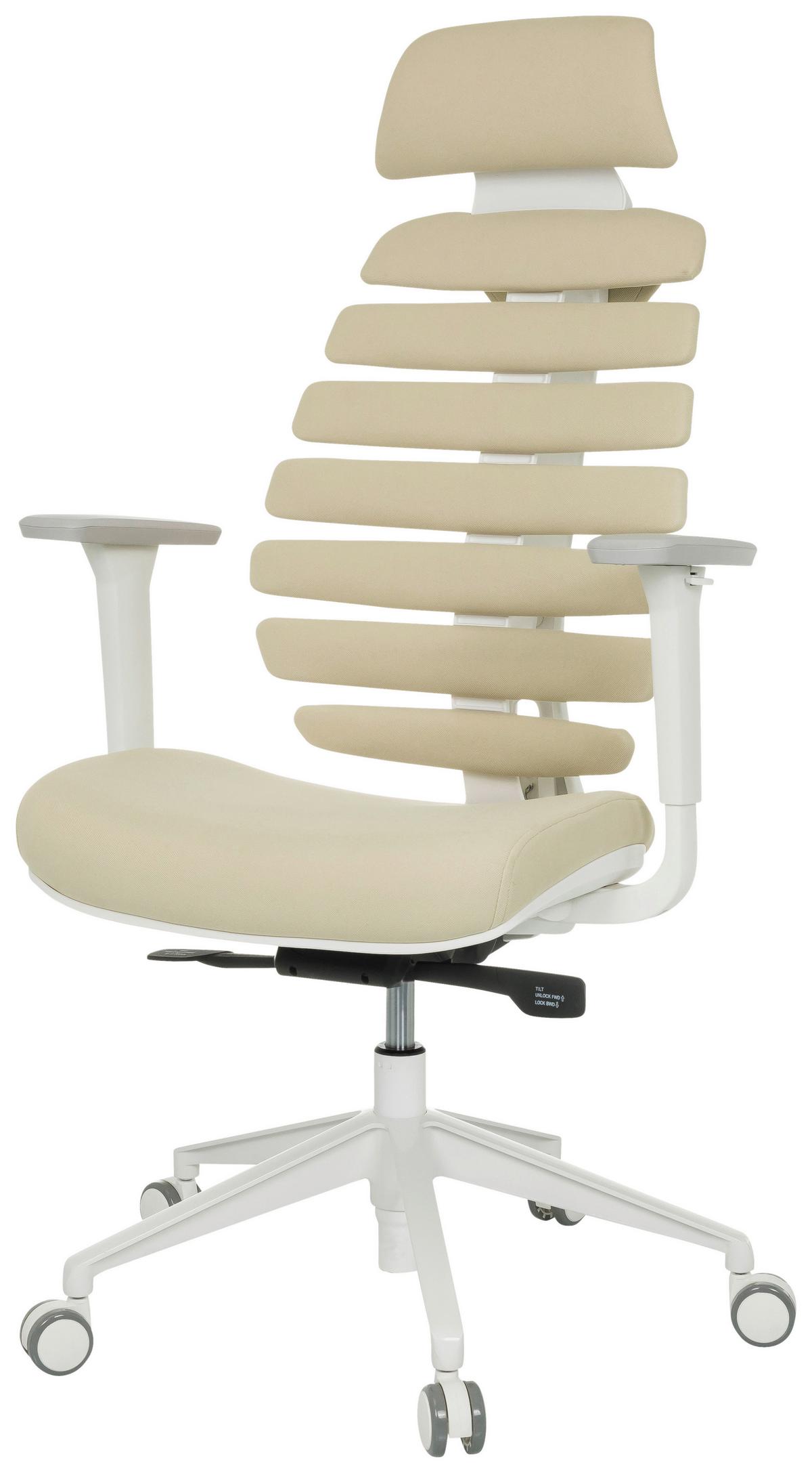 Drehstuhl Ergo Line W Beige B: 67 Cm - Beige/Weiß, MODERN, Kunststoff/Textil (67/116 - 133/65cm) - MID.YOU