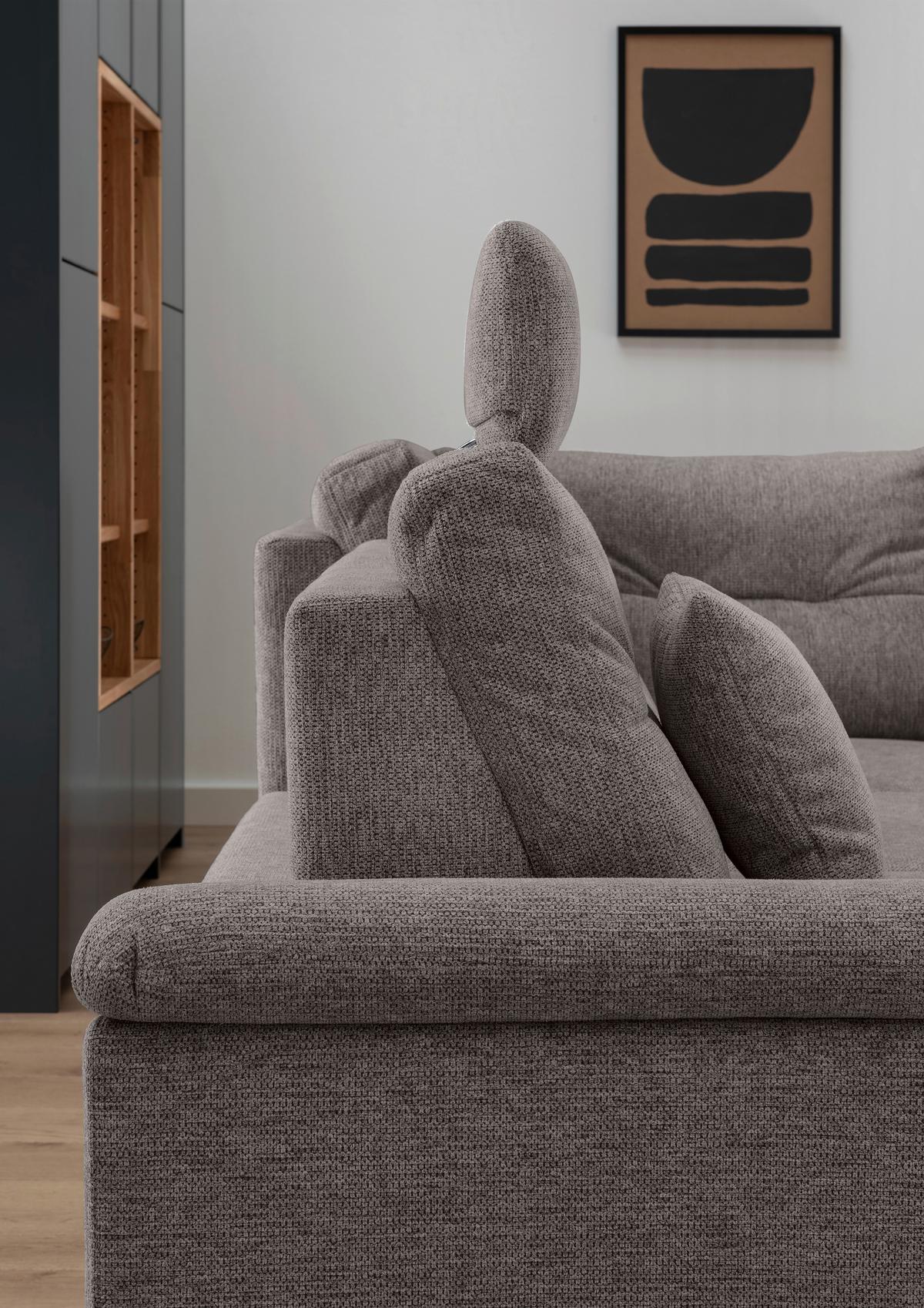 Ecksofa Brizzini Graubraun S: 264x206 Cm - Graubraun/Naturfarben, MODERN, Textil (264/206cm) - Livetastic