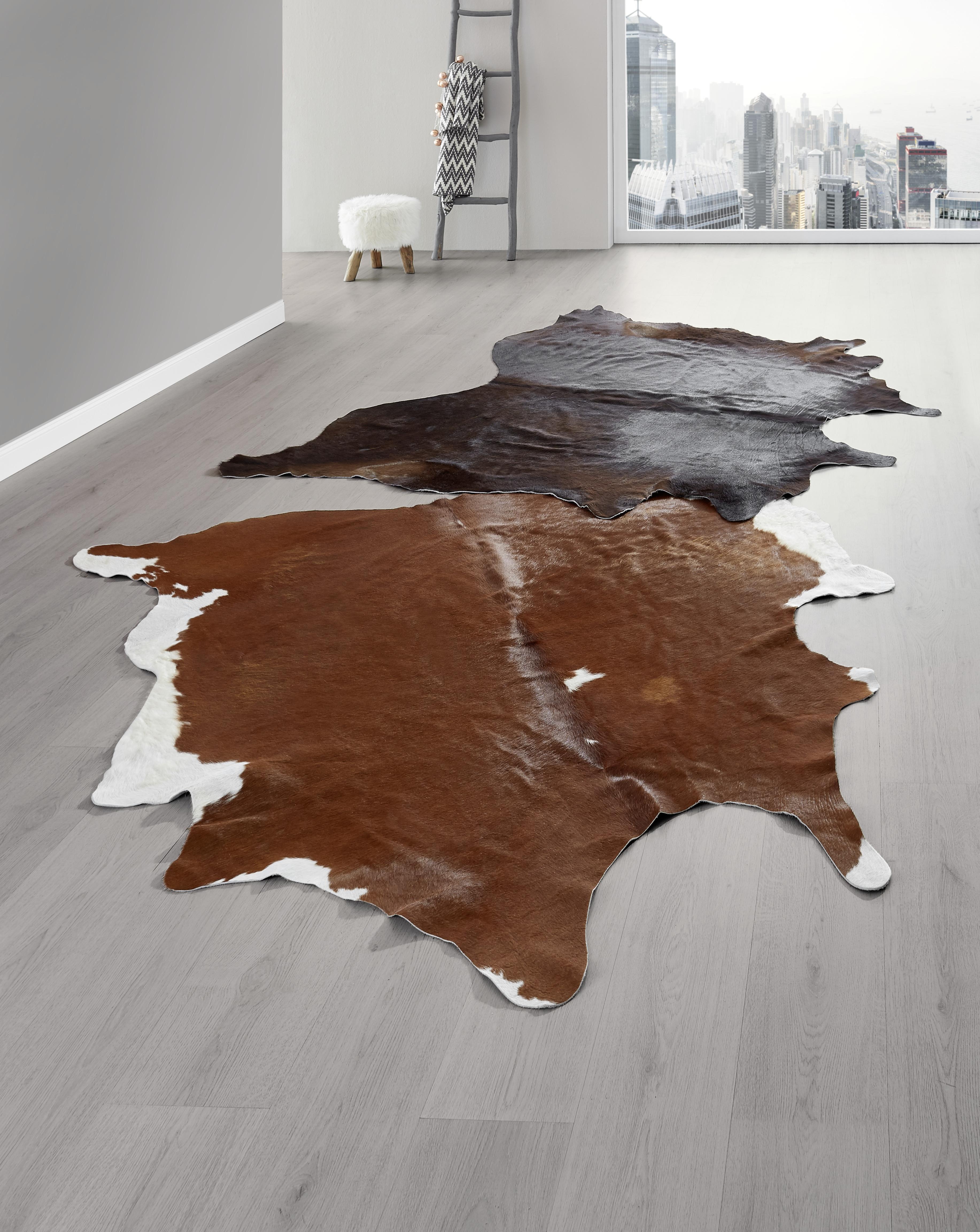 Hovězí Kůže Christoph, 2-4,5m2 - černá/hnědá, Moderní, textil - Modern Living