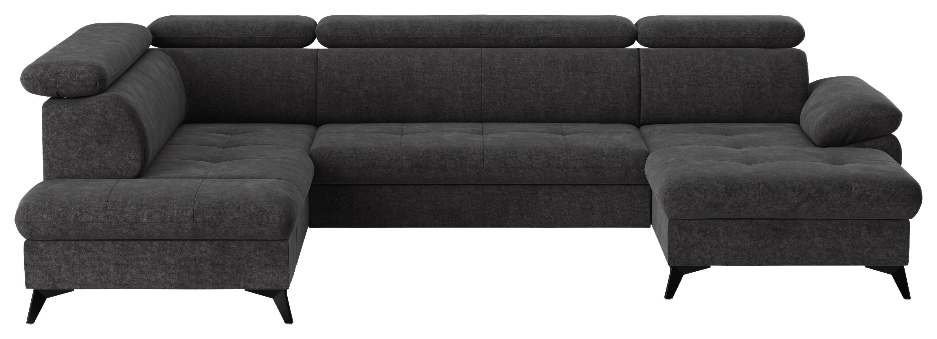 Wohnlandschaft mit Bettkasten Hudson Dunkelgrau - Schlammfarben/Dunkelgrau, Textil (207/324/166cm) - MID.YOU