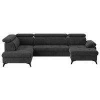 Wohnlandschaft Hudson Mit Schlaffunktion Dunkelgrau - Schlammfarben/Dunkelgrau, Textil (207/324/166cm) - MID.YOU