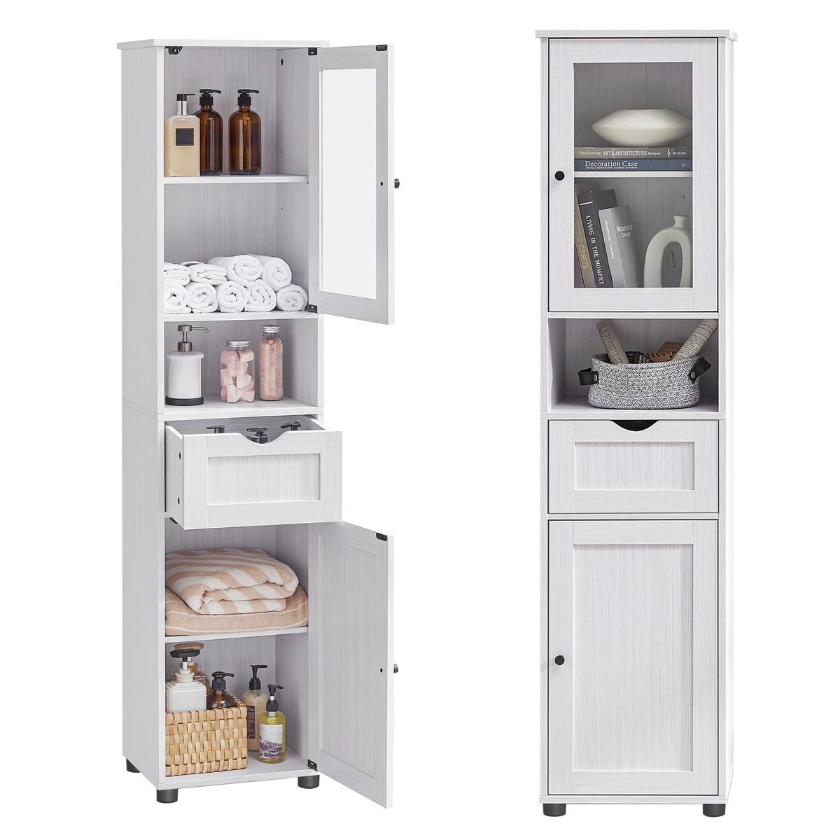 Hochschrank Bbk163t44v1 - Schwarz/Weiß, Trend, Glas/Holzwerkstoff (40/165/30cm) - MID.YOU