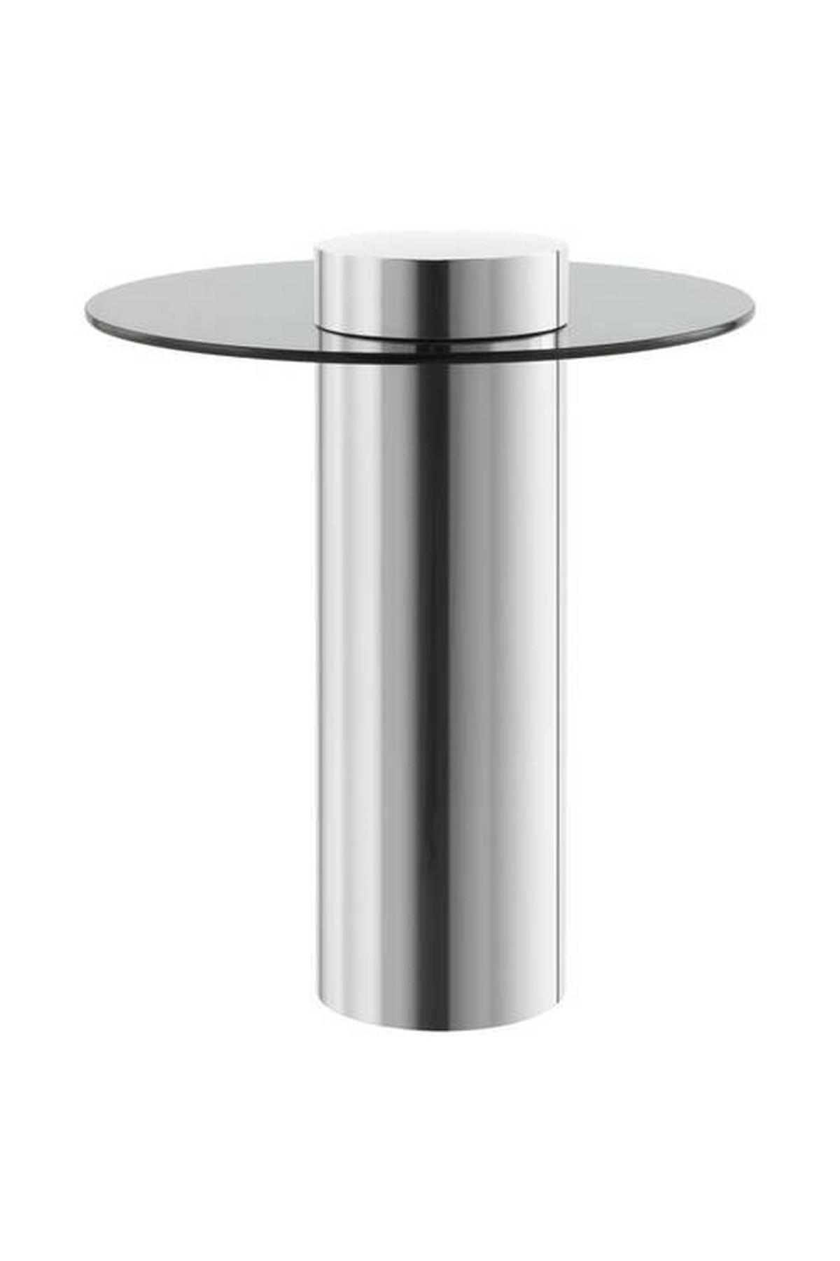 Beistelltisch Mit Glasplatte Rund Ontario, Grau/silber - Silberfarben/Grau, MODERN, Glas/Metall (46/46/52cm) - Kayoom