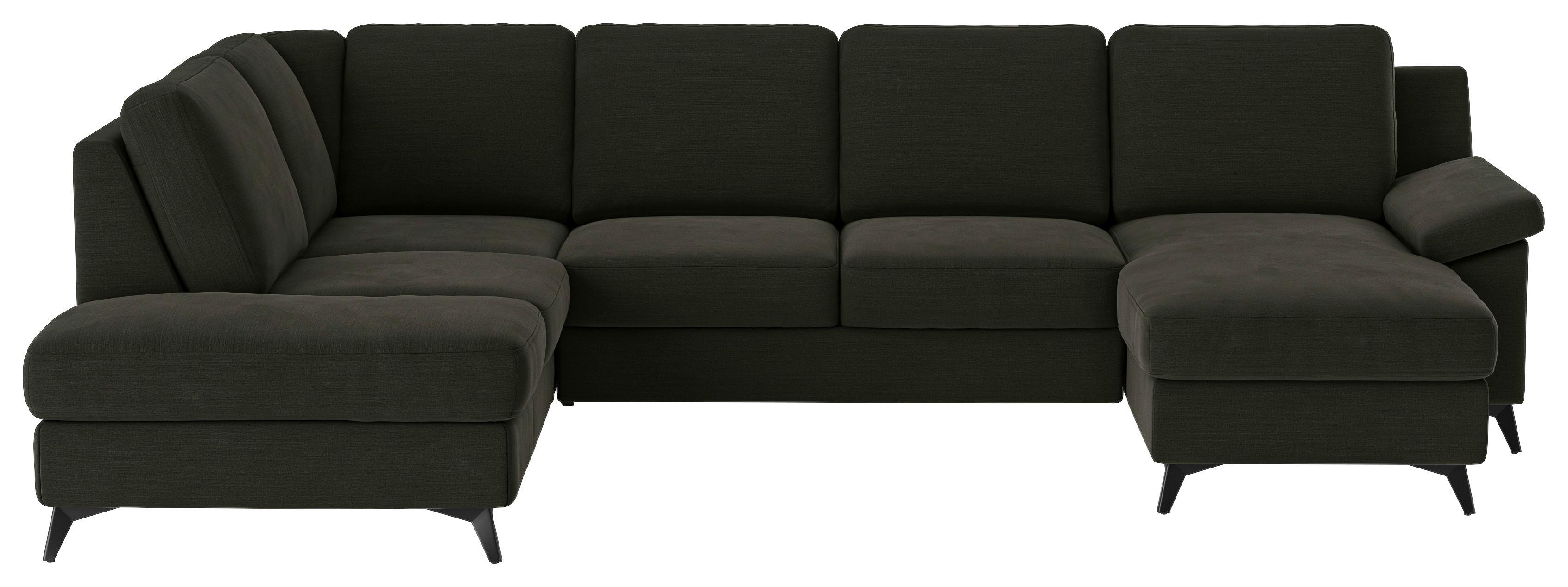 WOHNLANDSCHAFT Boom, Dunkelgrün 204x309x156 - Dunkelgrün/Schwarz, KONVENTIONELL, Textil (204/309/156cm) - Cotta