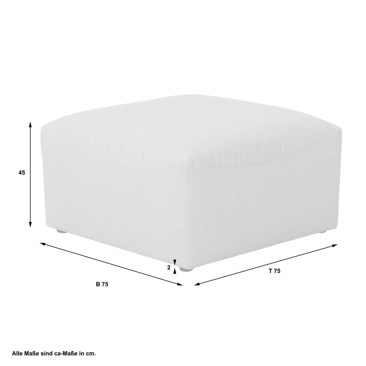 Polsterhocker Lena Creme Flachgewebe H: 45 Cm - Creme, Design, Textil (75/45/75cm) - Max Winzer