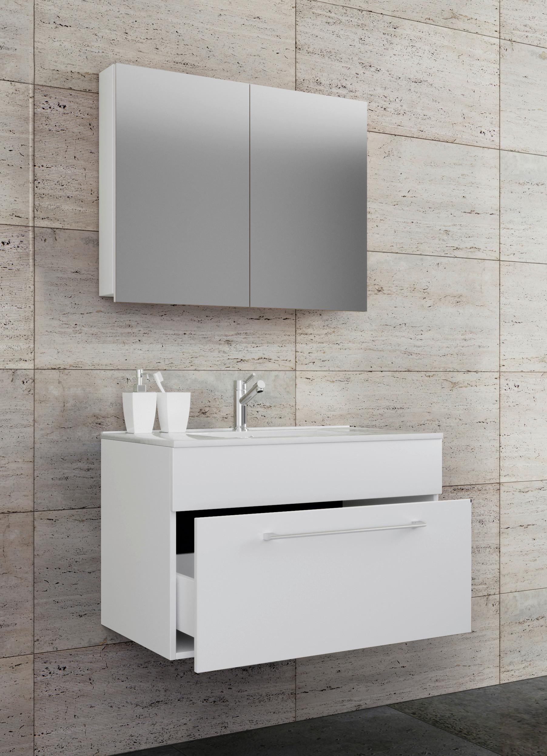 Badezimmer Badinos 3-Teilig Weiß B: 60 cm - Weiß, MODERN, Keramik/Holzwerkstoff (60cm) - MID.YOU